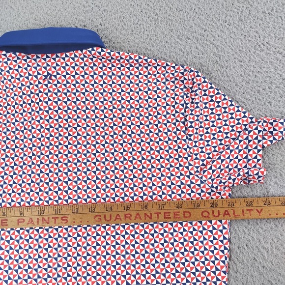 Redvanly PUREpoly Polo Shirt Mens Small Blue Geometric Golf R2424-Cowley - Picture 14 of 16